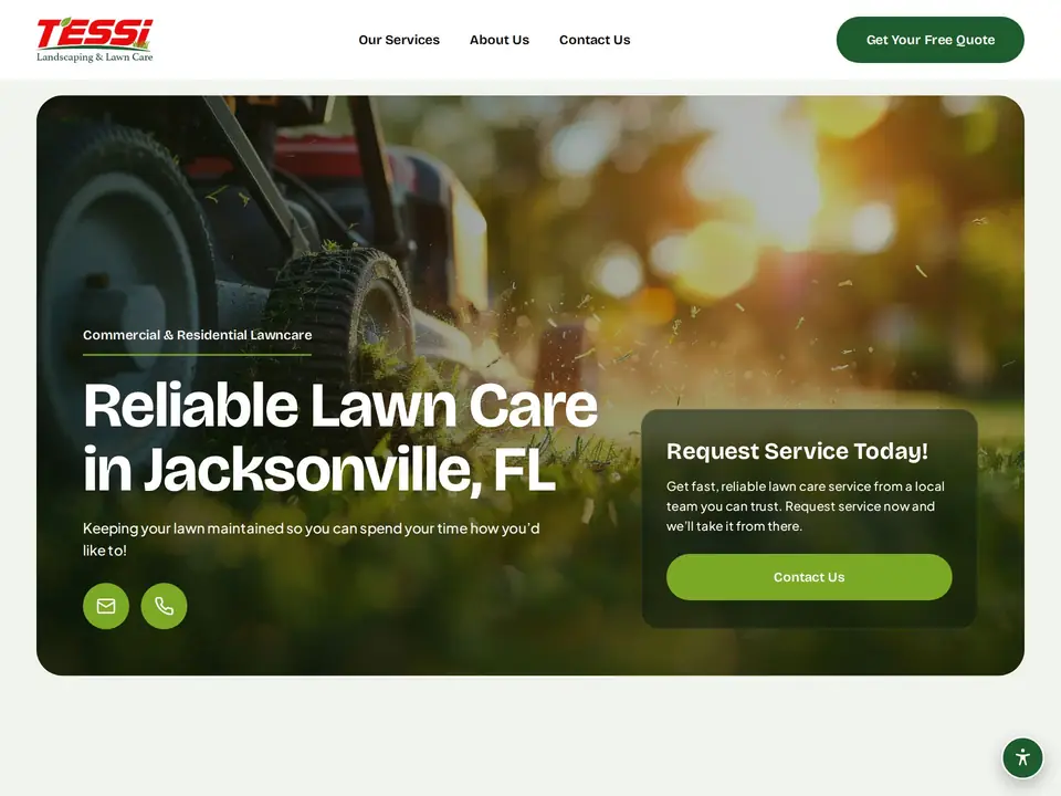 Tessi Landscaping and Lawn Care homepage, rebuilt page for page by 904 Digital Media
